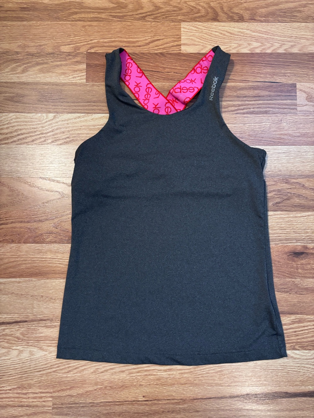 Reebok Playdry Heather Gray Pink Women's Athletic Tank with Pink Lining Size S